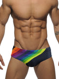 menaful Men's Rainbow Print Low Waist Triangle Swim Briefs