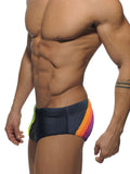 menaful Men's Rainbow Print Low Waist Triangle Swim Briefs