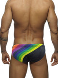 menaful Men's Rainbow Print Low Waist Triangle Swim Briefs