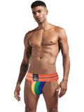 menaful Men's Rainbow Stripes Pride Brief