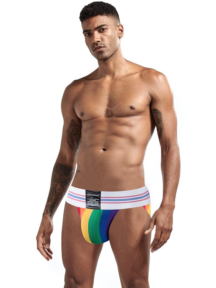 menaful Men's Rainbow Stripes Pride Brief