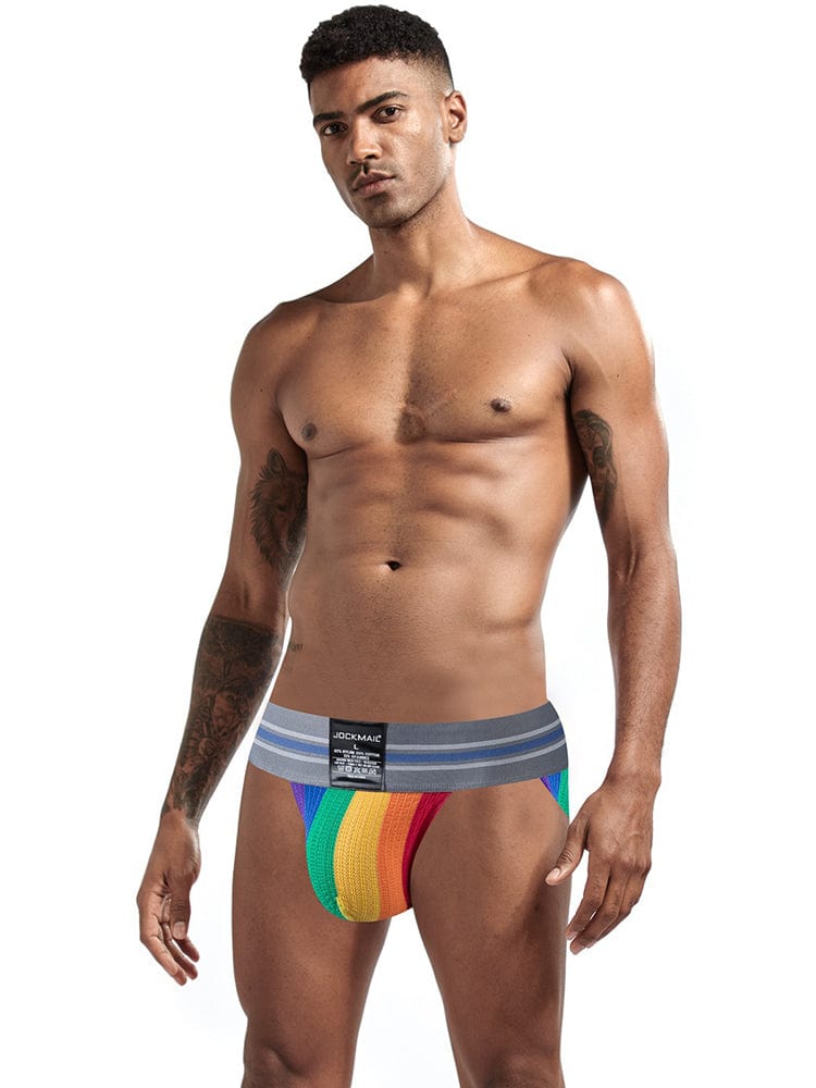 menaful Men's Rainbow Stripes Pride Brief