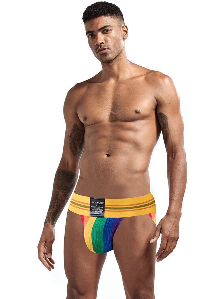 menaful Men's Rainbow Stripes Pride Brief