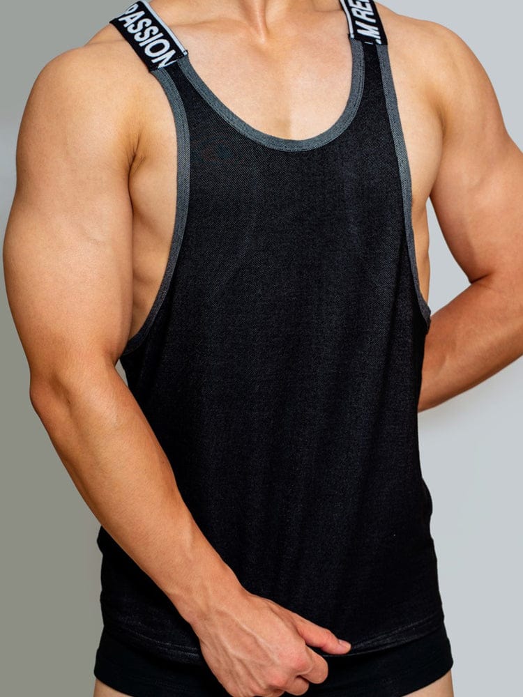 menaful Men's Sexy Letters Solid Color Sports Tank