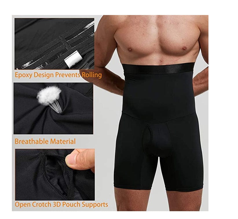 menaful Men's Silicone Anti-Slip High Waist Shaping Boxer Briefs