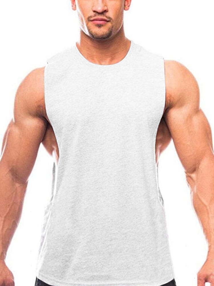 menaful Men's Solid Color Sports Fitness Vest