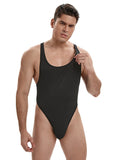 menaful Men's Stretchy Cross Back Bodysuit - Black