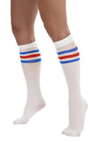 menaful Men's Striped Stockings - White