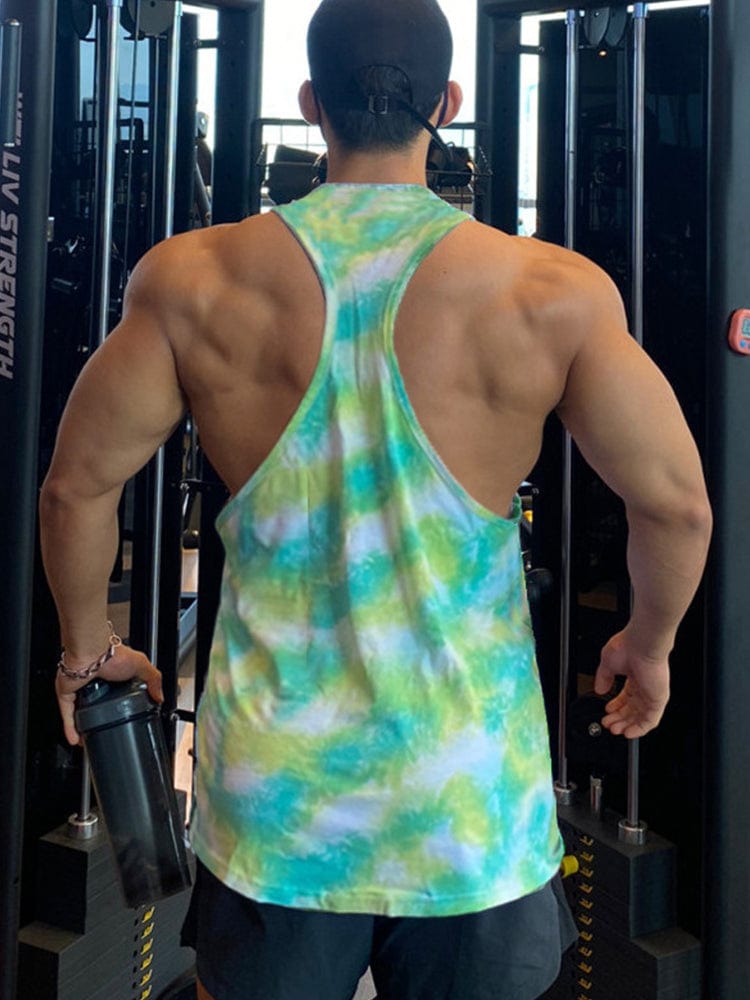 menaful Men's Tie-dye Fitness Sports Undershirt Tank Top