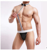 menaful Men's Wide Elastic Bow Tie One Piece Bodysuit