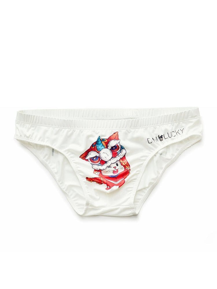 menaful Mouse / M Kitten White Cartoon Briefs