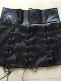 menaful Multi-piece Studded Corded Leather Skirt