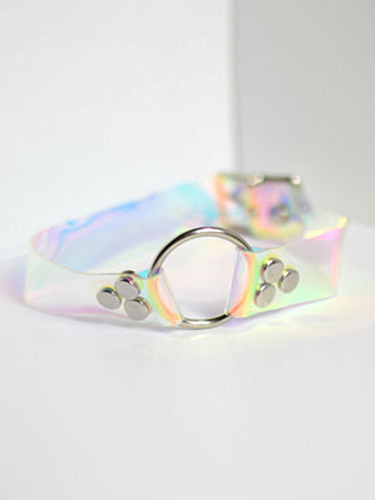 menaful Multicolor / Adjustable Unisex Transparent Colorful Leather Choker Necklace