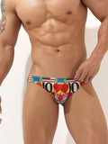 menaful Multicolor / M Men's Ice Silk Ultra Thin Print Tight Swim Briefs