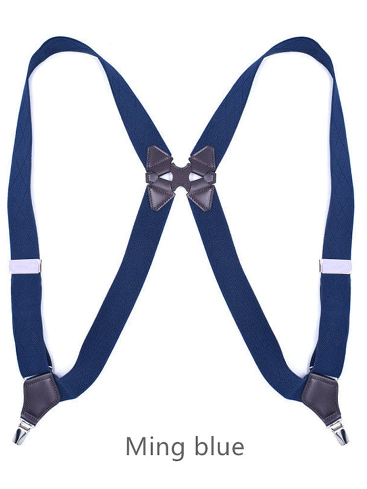 menaful Navy Blue / Elastic British Armpit Holster Type Suspenders Clip Trousers Suspenders