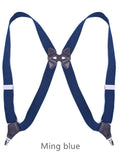 menaful Navy Blue / Elastic British Armpit Holster Type Suspenders Clip Trousers Suspenders