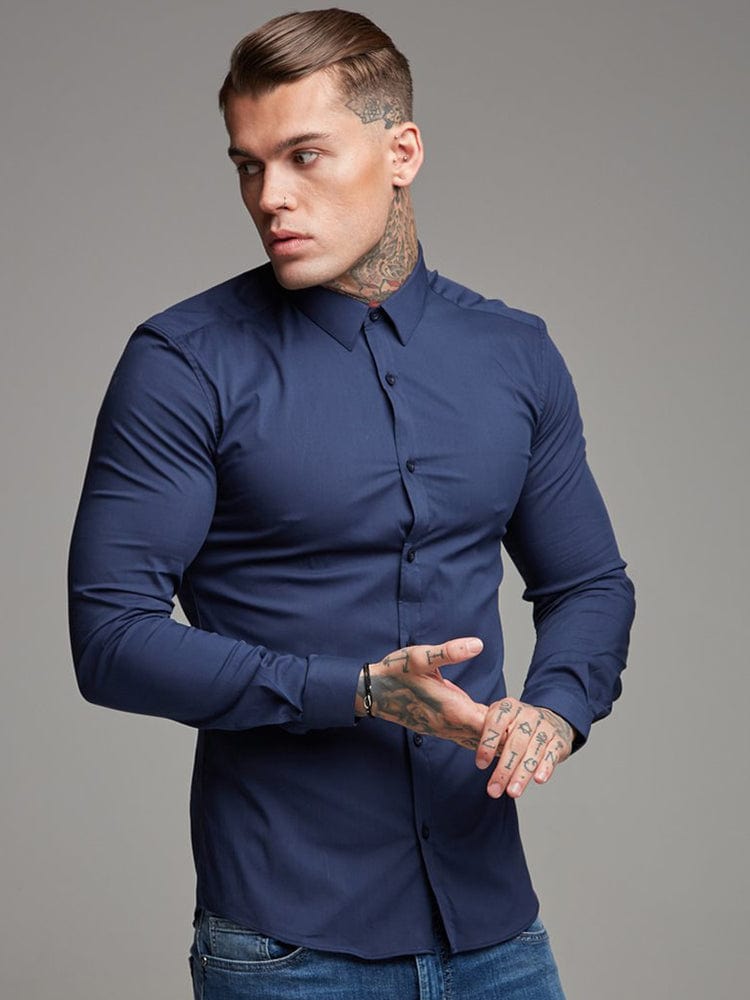 menaful Navy Blue / M Men's Fitness Long Sleeve Sports Shirt