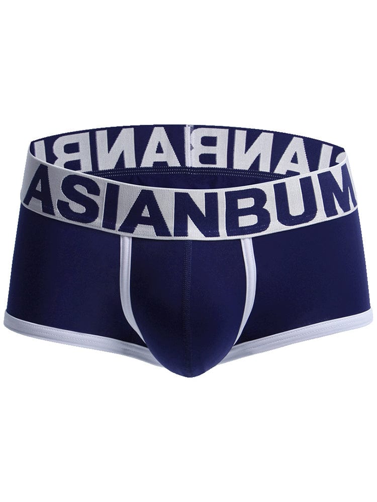 menaful Navy Blue / M Men's Nylon Ice-silk Seamless Boxer Briefs