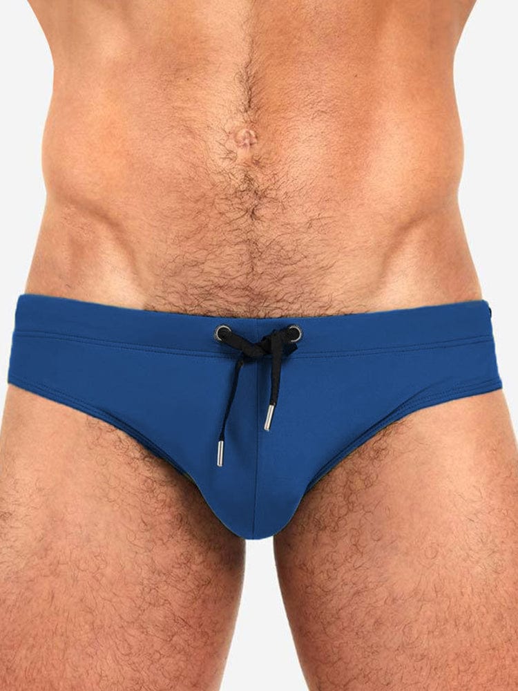 menaful Navy Blue / M Men's Solid Color Sexy Triangle Swim Briefs