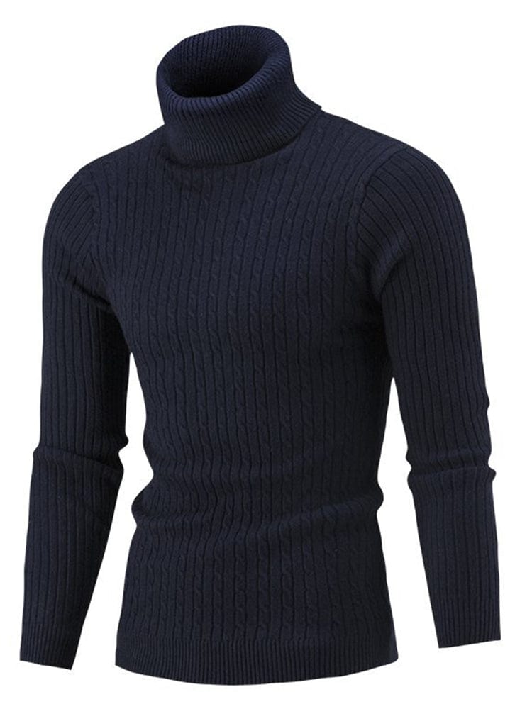 menaful Navy Blue / M Men's Turtleneck Bottoming Sweater