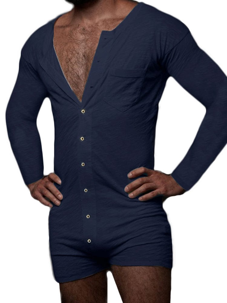 menaful Navy Blue / XS Men's One PieceTight Sexy Bodysuit Jumpsuit