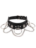 menaful necklace Black / Adjustable PU Leather Punk Chain Choker - Black