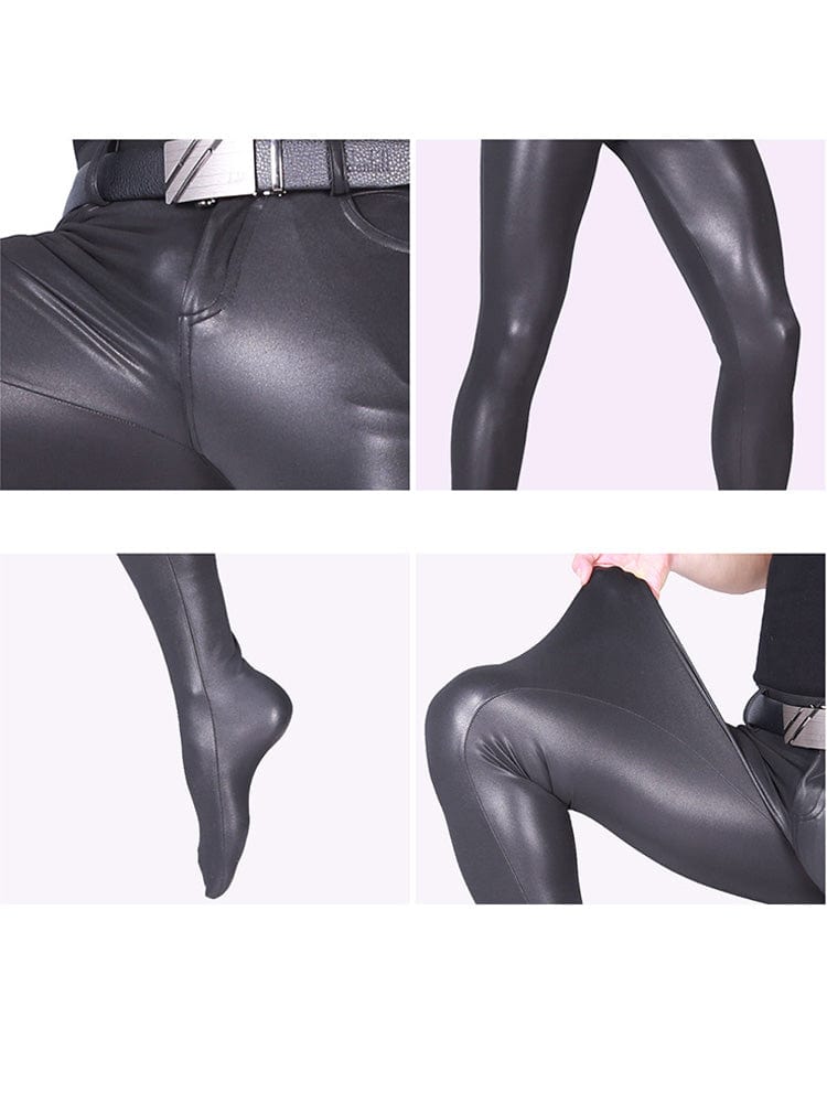 menaful Nightclub PU Tight Socks Men's Leather Pants