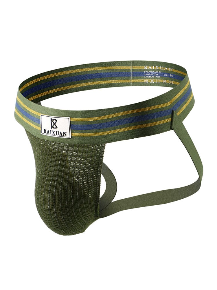 menaful Olive / S U Convex Pocket Rainbow Sexy Jockstrap