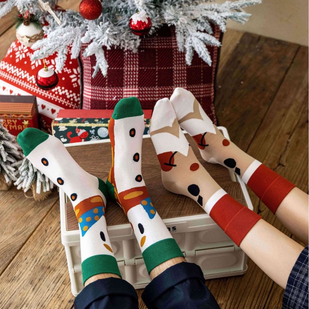 Menaful™ onesize Two Pairs of Christmas Cartoon Cotton Socks