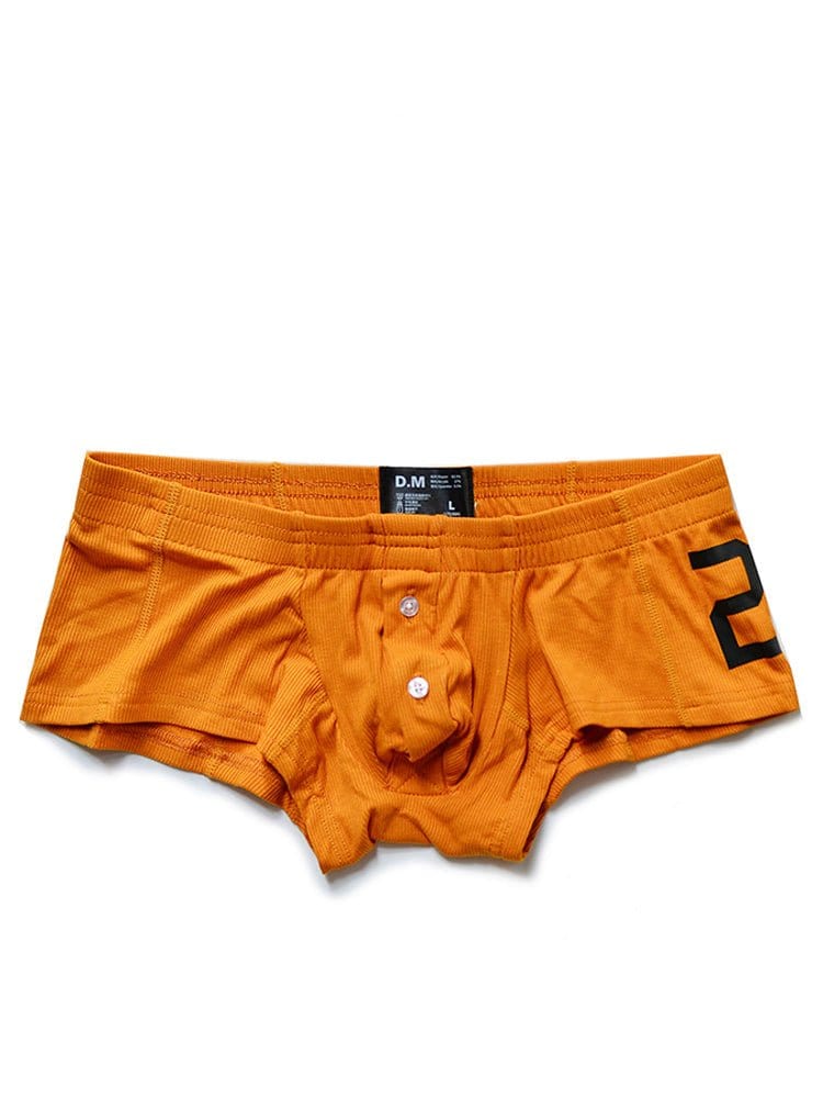 menaful Orange / M Comfort Solid Color Button Boxer