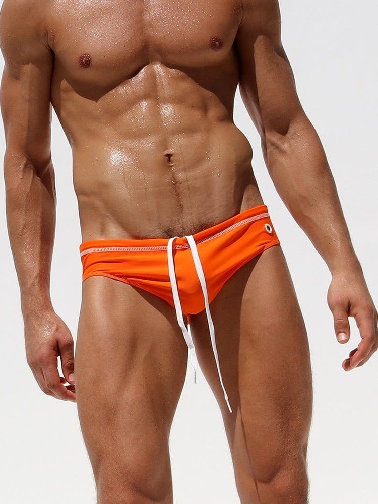 menaful Orange / M Men's Bikini Beach Fashion Swim Briefs