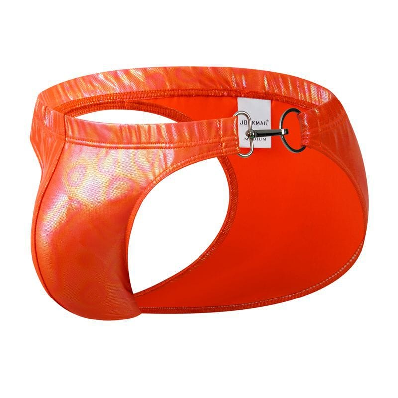 menaful Orange / M Men's Briefs Laser Imitation Leather Swim Bikini