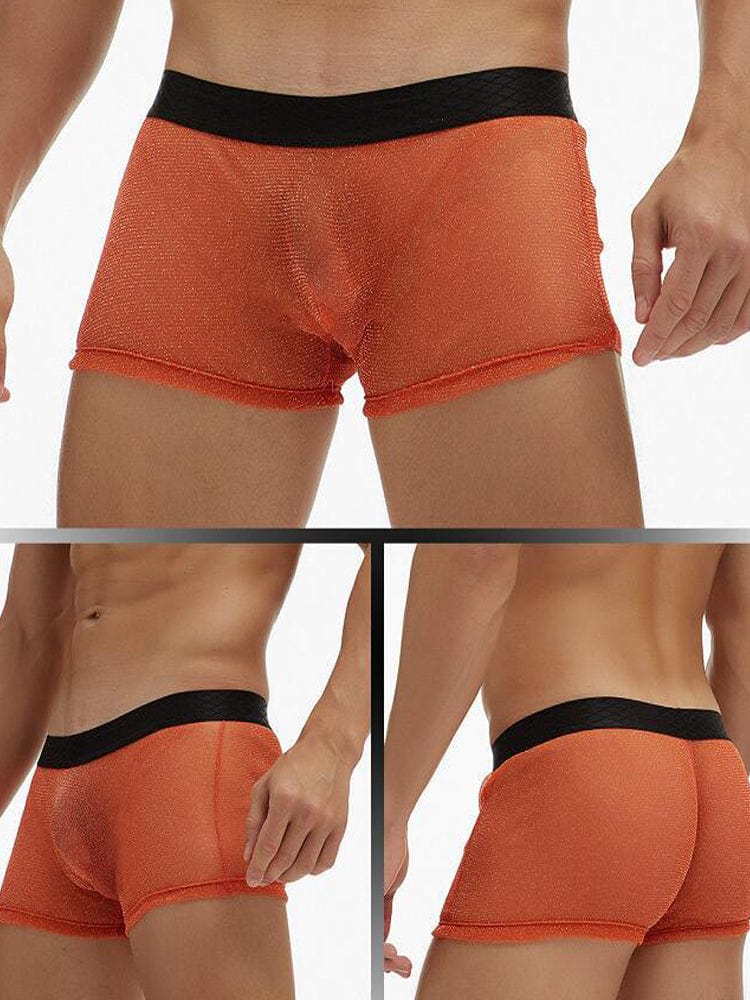 menaful Orange / M Men's Sheer Mesh Pouch Boxer