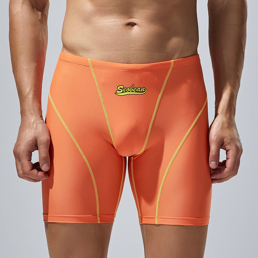 Menaful™ orange / M Men's Summer Long Boxer Swim Trunks