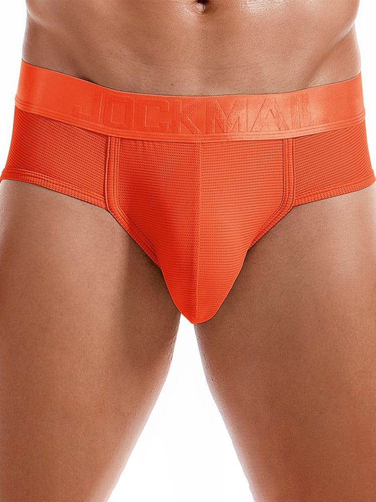 menaful Orange / M Mesh Breathable Fitness Briefs