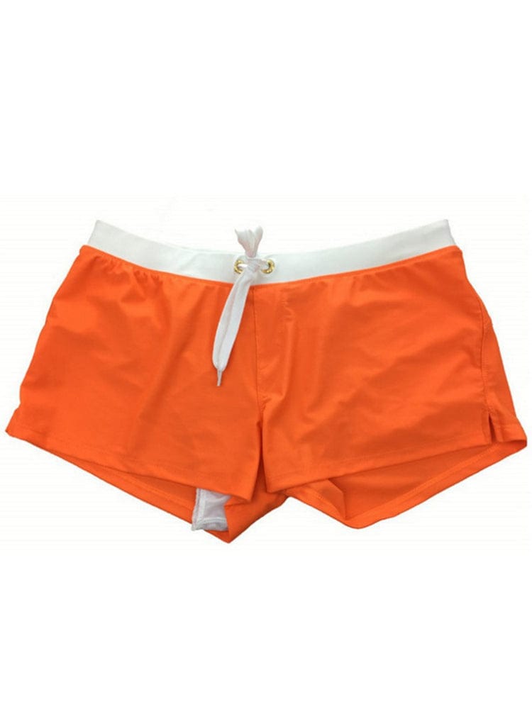 menaful Orange / S Men's Solid Color Beach Quick-drying Flat Swim Trunks