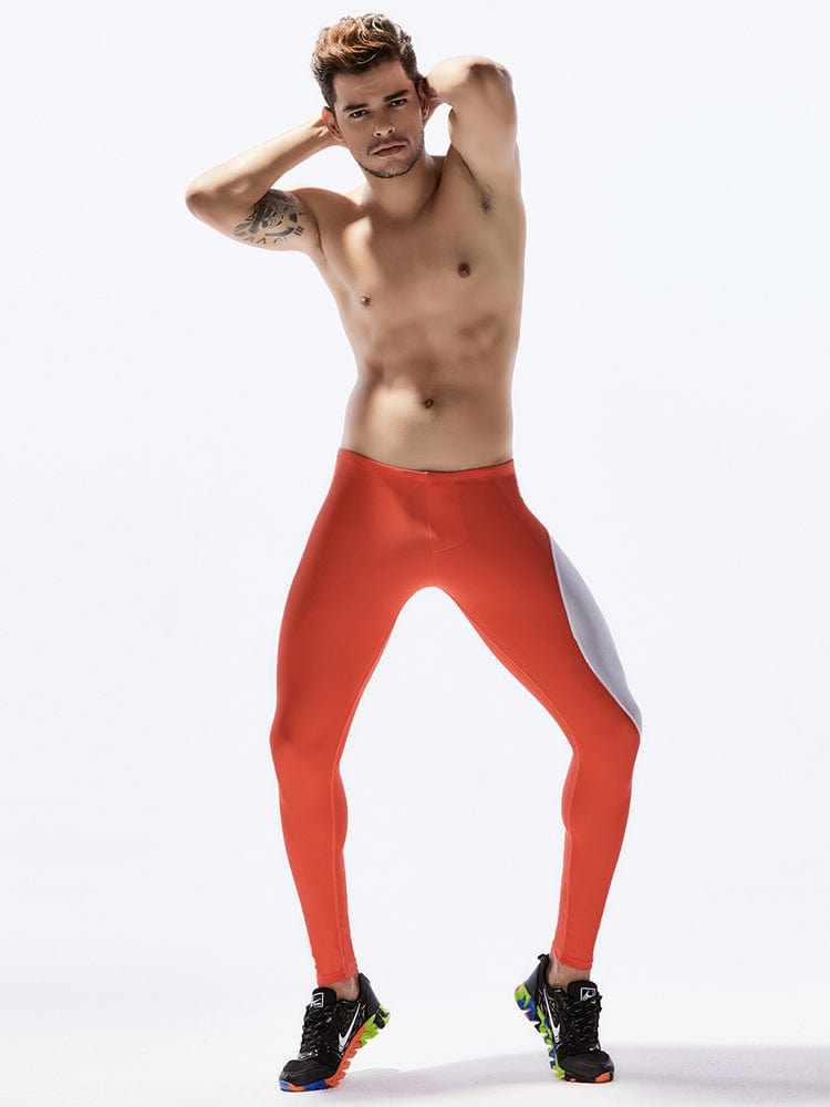 menaful Orange / S Sexy Men's Track Tights Leggings Pants