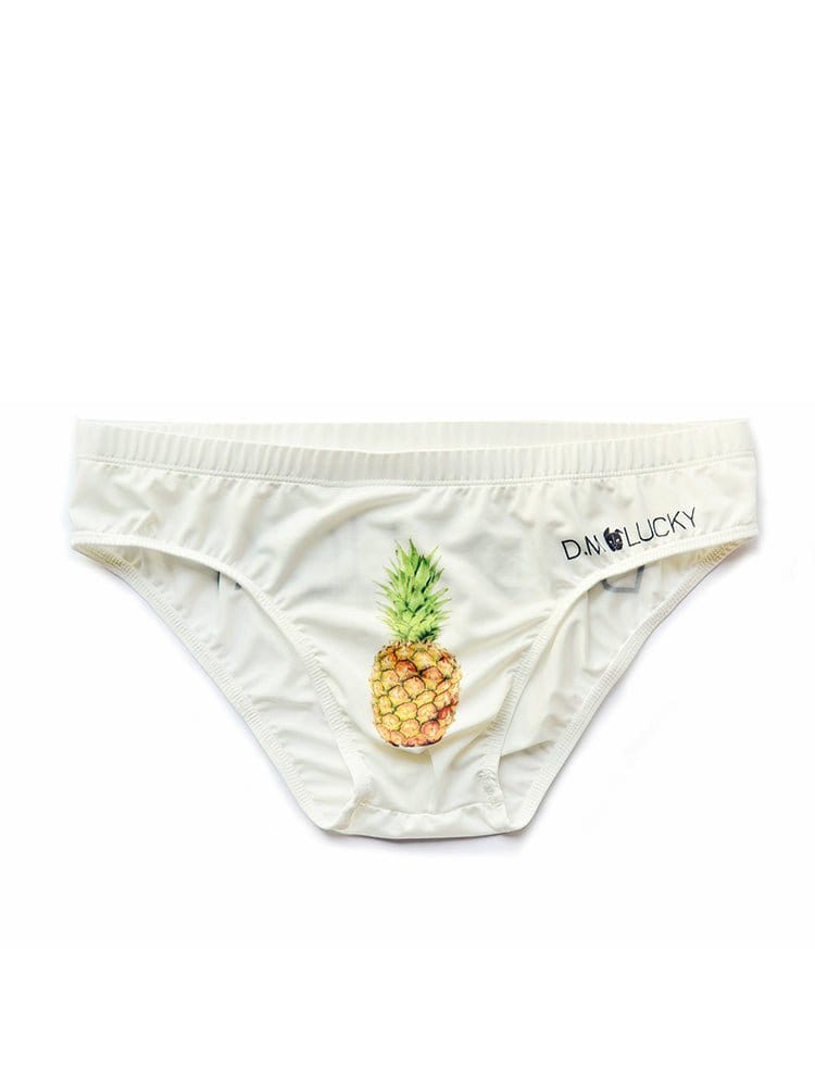 menaful Pineapple / M Kitten White Cartoon Briefs