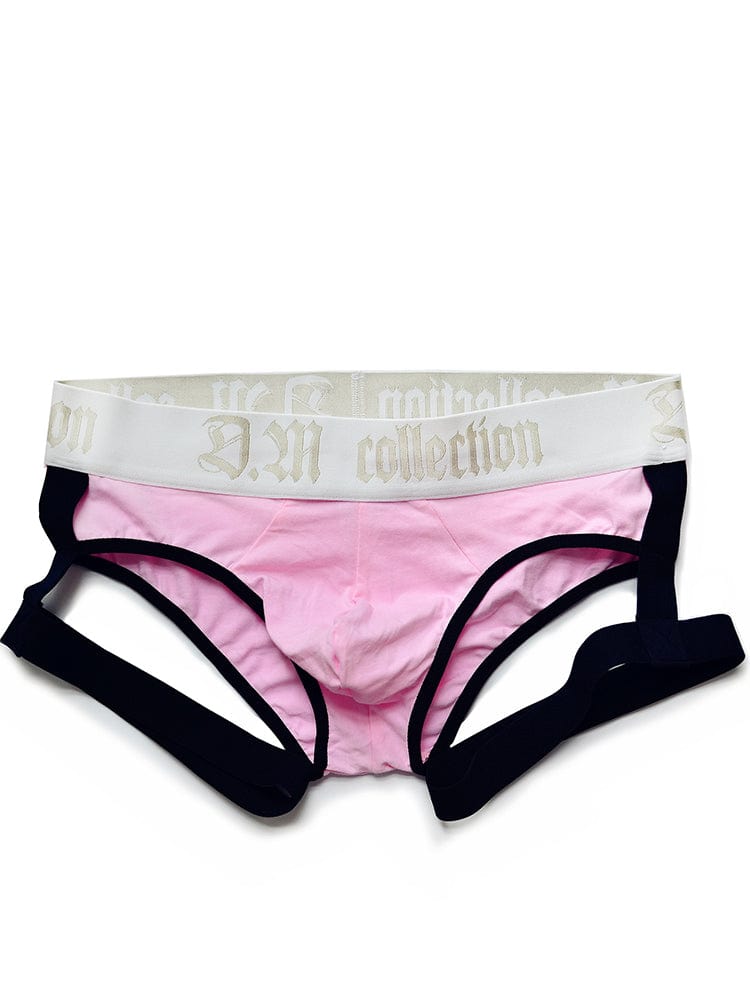 menaful Pink+Black / M Low Waist Sexy Skinny Suspender Briefs