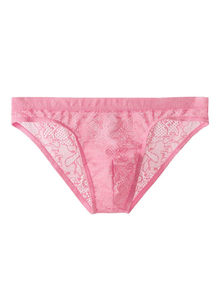 menaful Pink / M Lace Sheer Briefs