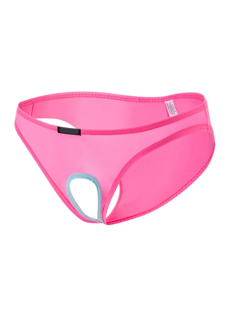 menaful Pink / M Men's Hollow Open File Ice Silk Briefs