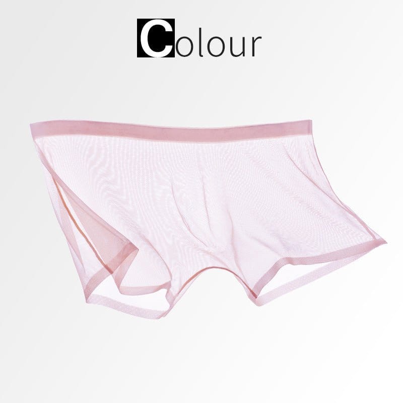 Menaful™ pink / M Men's Ice Silk Sexy Mesh Full Transparent Boxer Shorts