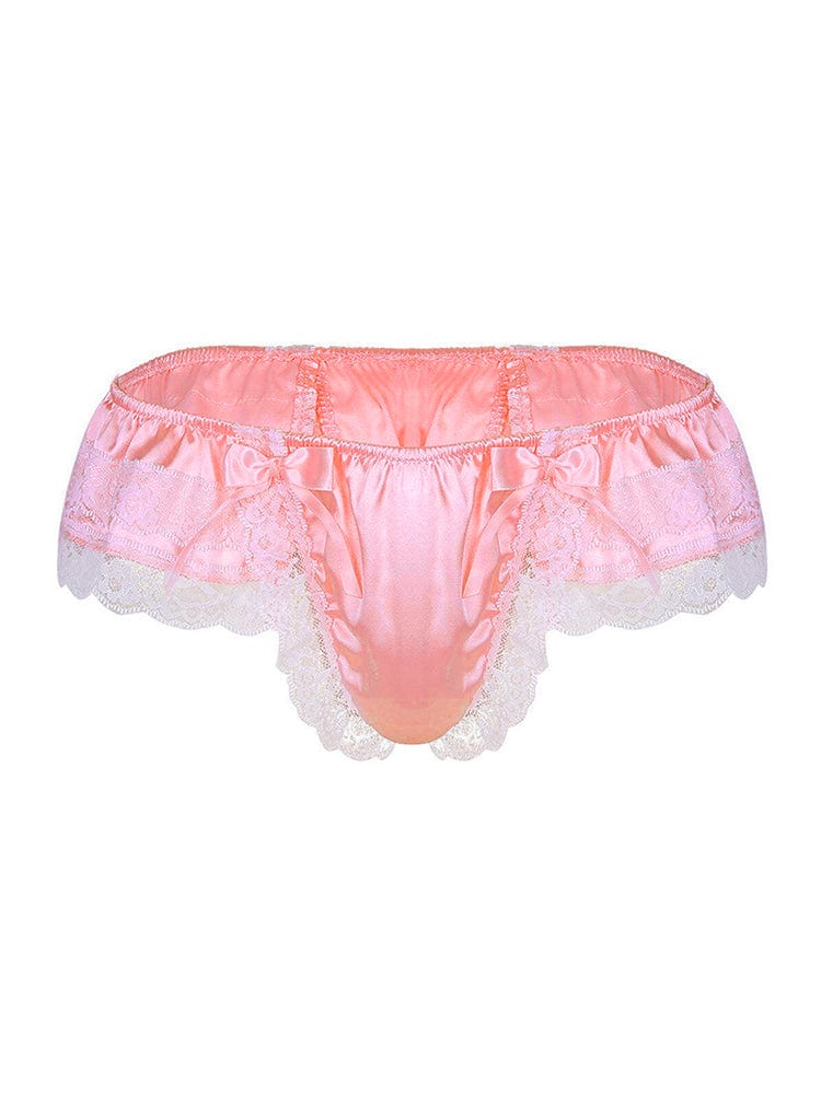 menaful Pink / M Men's Open Hip Lace Spandex Thong