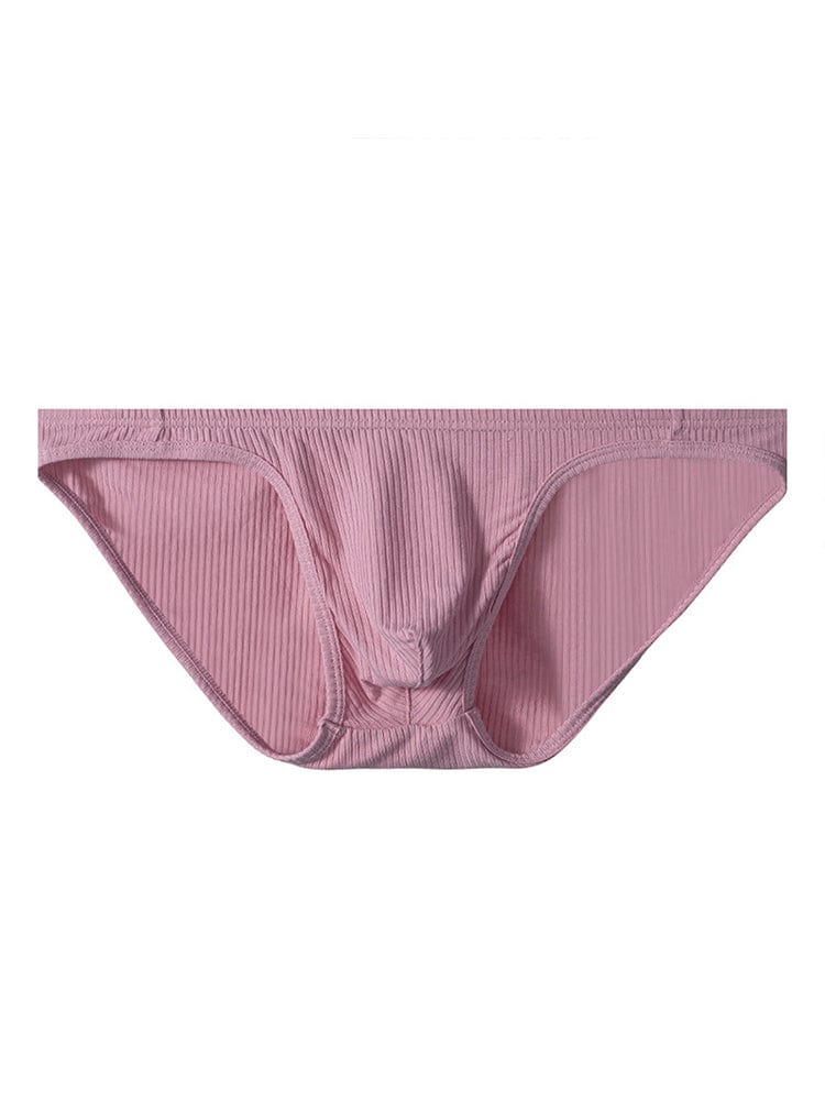 menaful Pink / M Men's Pit Cloth Solid Color Low Waist Briefs