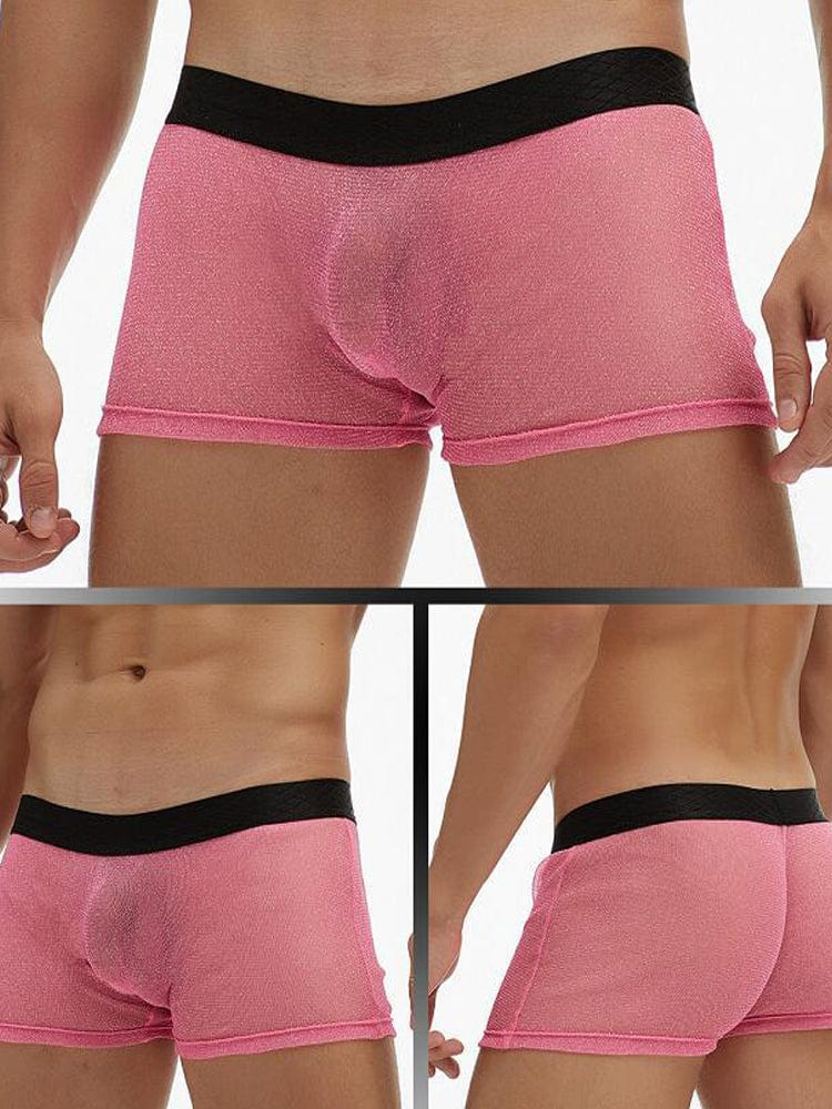 menaful Pink / M Men's Sheer Mesh Pouch Boxer