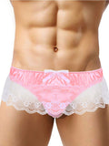 menaful Pink / M Mens Lace Spandex T Thong