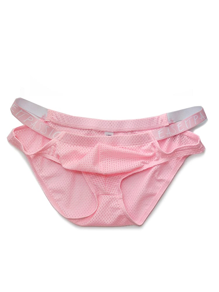 menaful Pink / M Quick Dry Low Waist Solid Alphabet Briefs