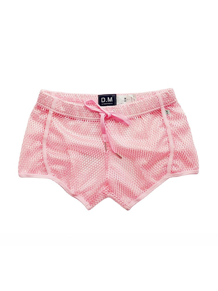 menaful Pink / M Sexy Mesh Breathable Home Boxer Shorts