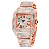 Menaful™ pink Men's Diamond-encrusted Square-shaped Fashion Watch