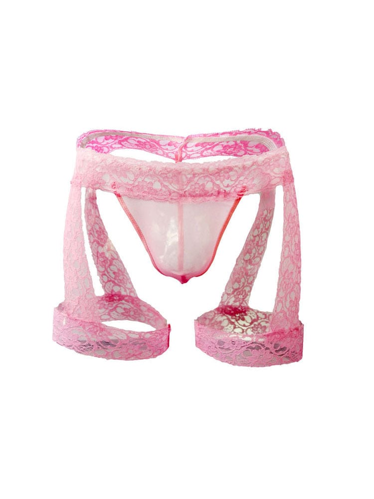 menaful Pink Men's Lace Thongs